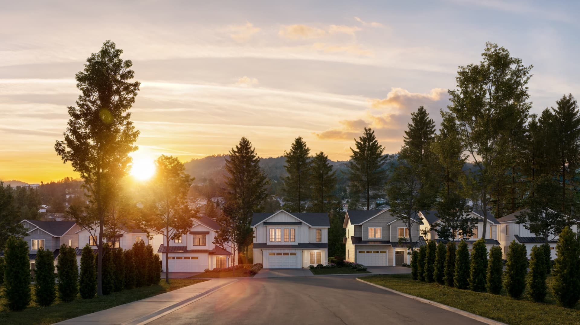 Madrona Ridge single-family homes on a landscaped residential street